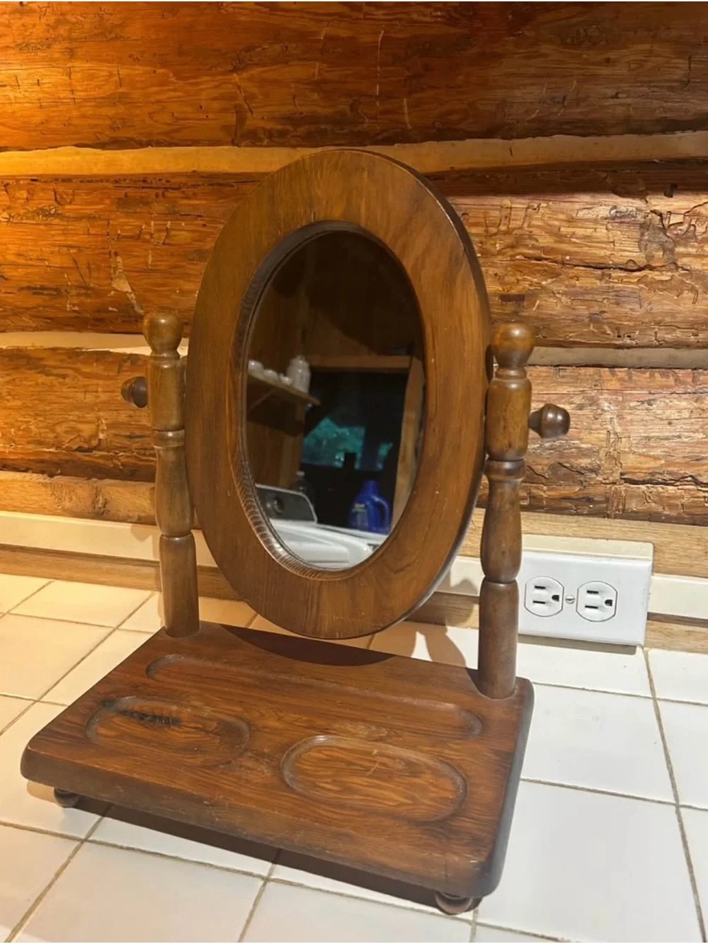 Wooden Oval Vanity Mirror